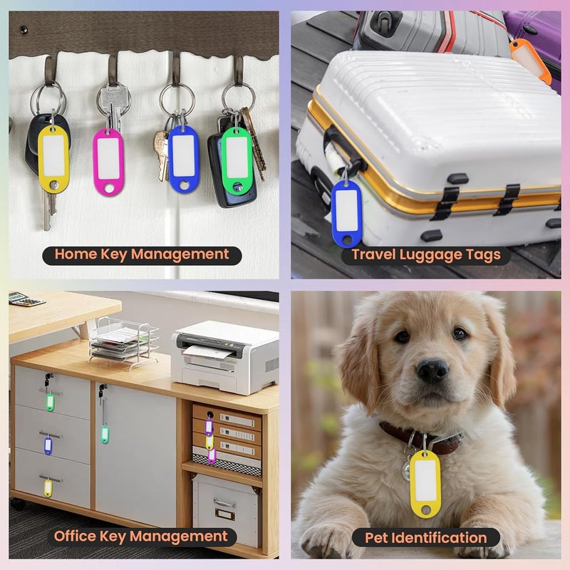 Eowllo 70 Pcs Plastic Colored Key Ring Tags with Labels - Key Tags Identifiers,Name Tags and Labels,Adapt to USB Drive,Key Chains with Label,Pets Key Id,Small Luggage - Image 5